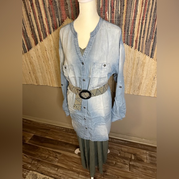 PLUS Zenana Long Sleeve Chambray Shirt - Picture 8 of 9